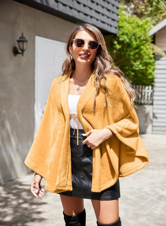 Ekouaer Flannel Faux Poncho for Women Wearable Blanket Lightweigh Blanket Warm TV Shawl Winter Coat Sweater Cape Khiki - Image 4