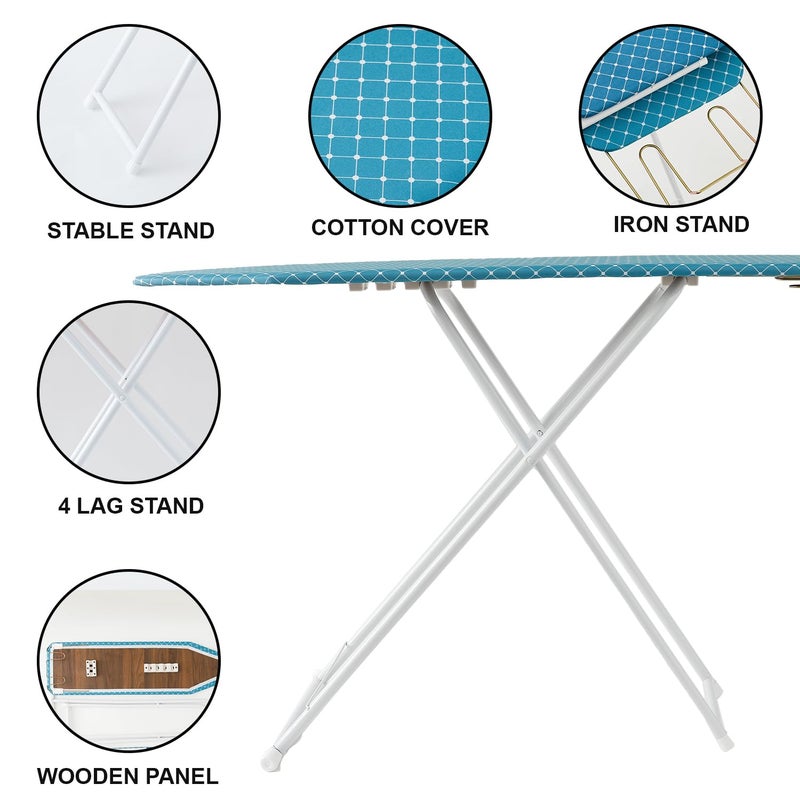 Kuber Industries Kuber Industries 42 Inch Ironing Board for ClothesAdjustable Height Ironing StandPress Table for Home Blue - Image 3