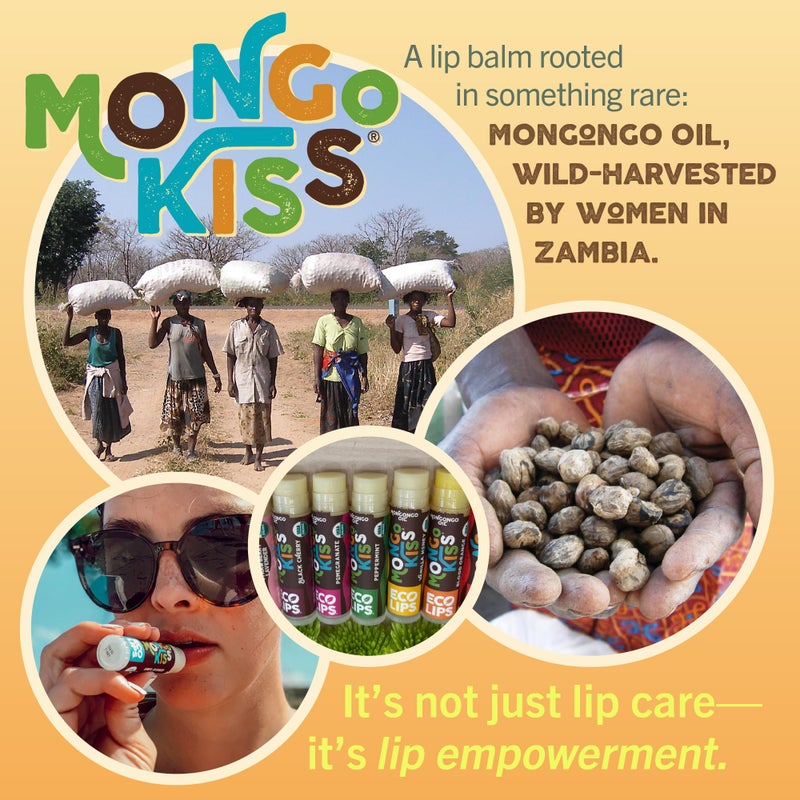 Eco Lips Mongo Kiss Organic Lip Balm 6-Pack by Eco Lips 100% Organic Beeswax & Cocoa Butter Lip Care with Mongongo Oil - Soothe & Moisturize Dry & Cracked Lips - Made in USA. (Pomegranate, Yumberry, Blood Oran - Image 3