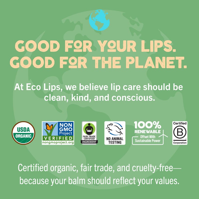 Eco Lips Mongo Kiss Organic Lip Balm 6-Pack by Eco Lips 100% Organic Beeswax & Cocoa Butter Lip Care with Mongongo Oil - Soothe & Moisturize Dry & Cracked Lips - Made in USA. (Pomegranate, Yumberry, Blood Oran - Image 4