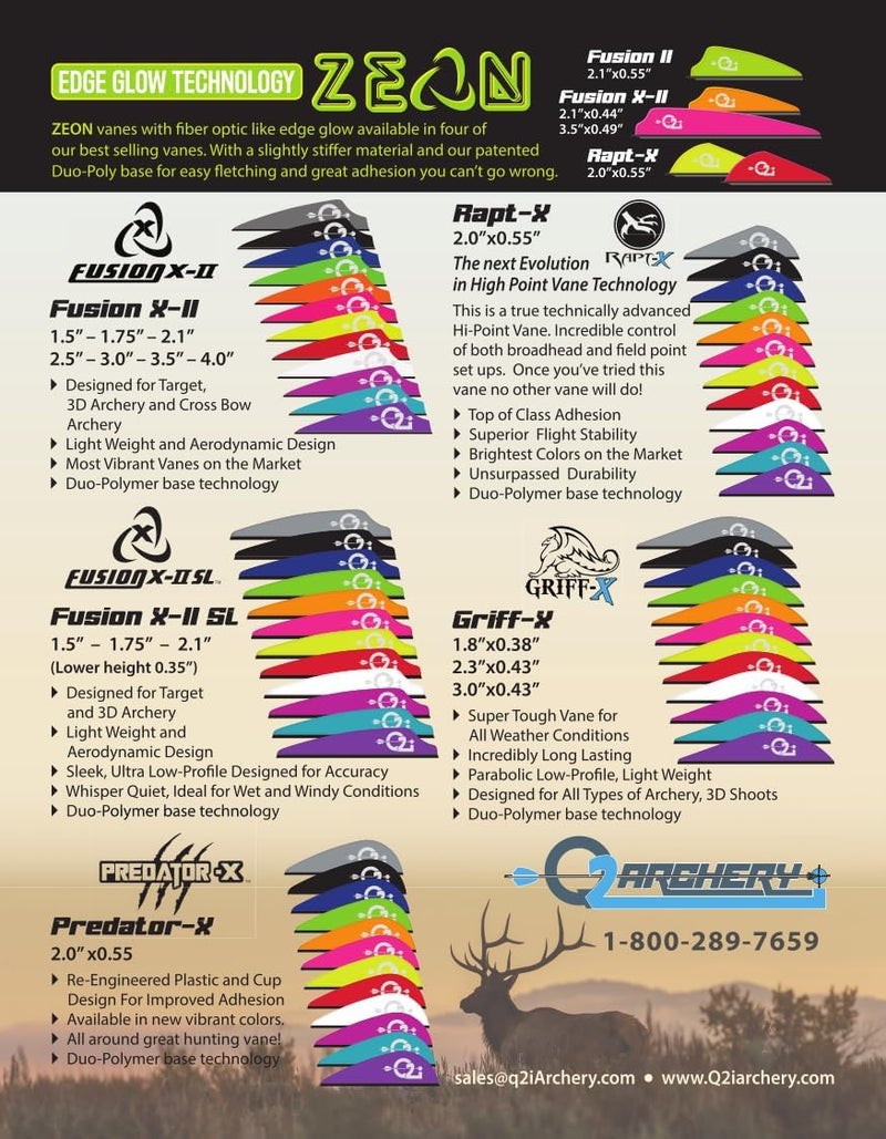 Q2i Store Fusion X-II Target Archery Vanes - Ultra-Lightweight with Tri-Fusion Adhesion Technology, Premium Arrow Fletching, and Low Profile Design for Archers - Image 1