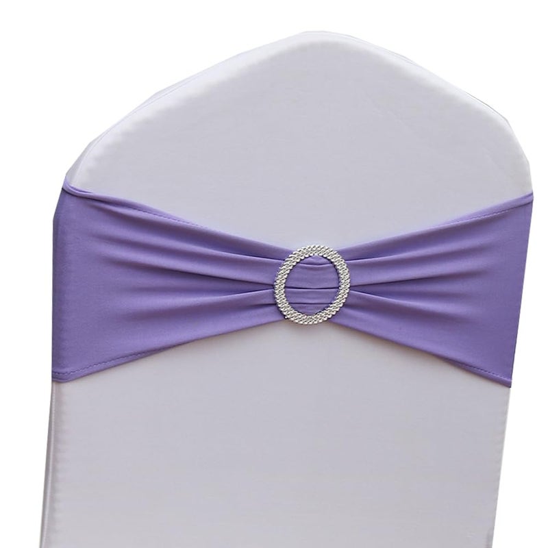 Gankar Spandex Lavender Chair Sashes 50 Pack Spandex Chair Sashes for Wedding Party Birthday Banquet Theme Event Decorations