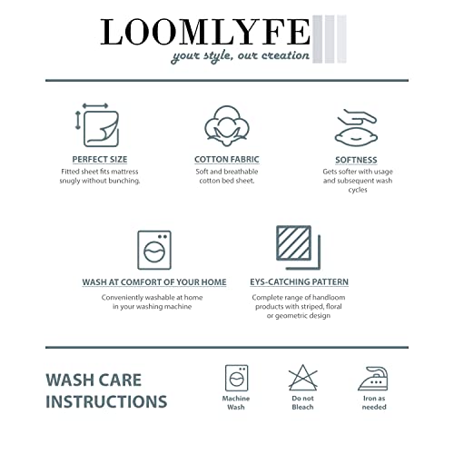 LOOMLYFE 300 TC Cotton Feel Glace Cotton Elastic Fitted Printed Queen Size Double Bed Bedsheet with 2 Pillow Covers Fits Upto 8 inches,Size- 60x78x10 Inches, BlueArrow - Image 5