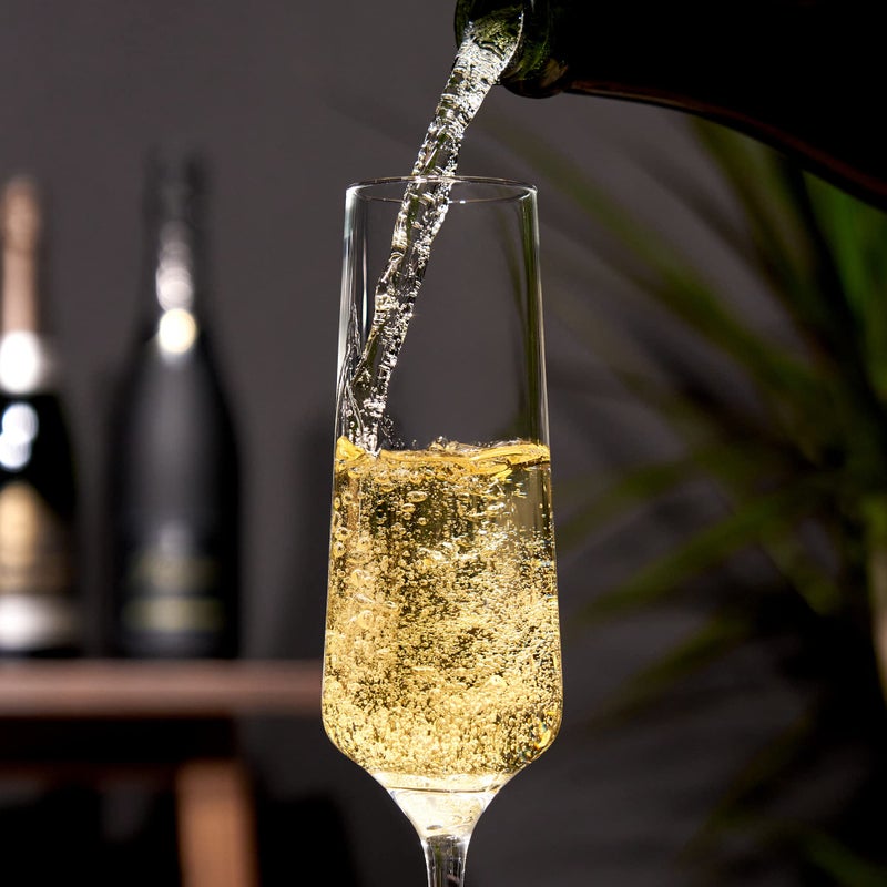 Viski Crystal Champagne Flutes - European Crafted Champagne Glasses Set Of 4-6Oz Stemmed Sparkling Wine Glasses For Wedding Or Anniversary And Special Occasions Gift Ideas - Image 4