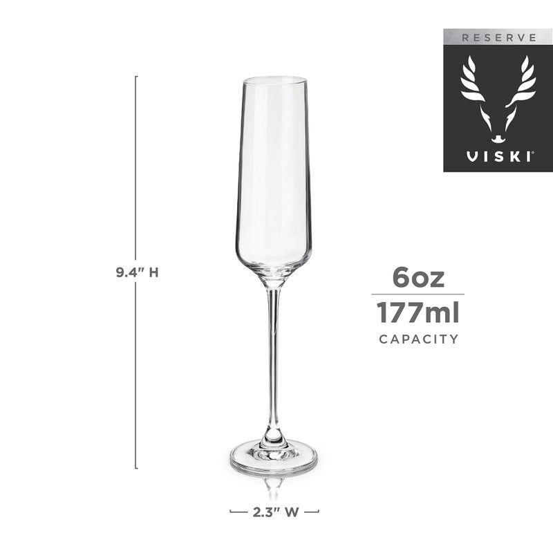Viski Crystal Champagne Flutes - European Crafted Champagne Glasses Set Of 4-6Oz Stemmed Sparkling Wine Glasses For Wedding Or Anniversary And Special Occasions Gift Ideas - Image 3