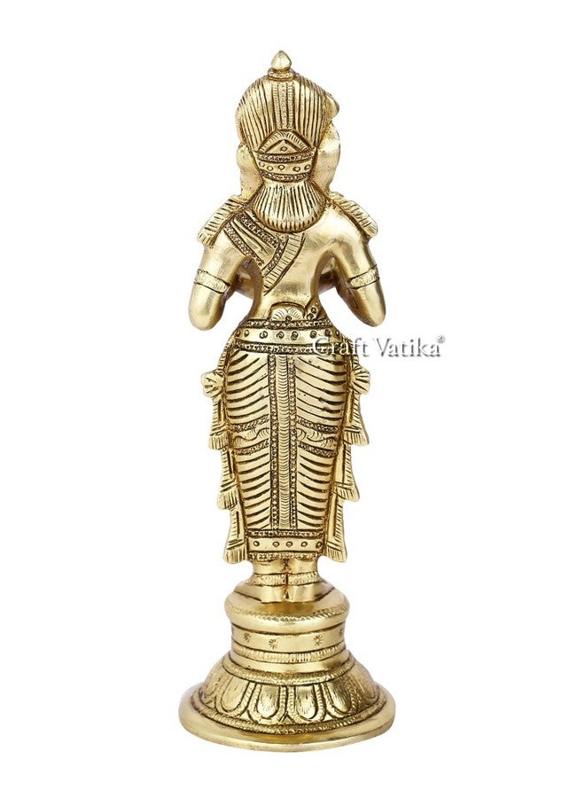 Collectible India Brass Beautiful Lady Statue Holding Diya (Gold_ 9 Inch X 3 Inch) - Image 4
