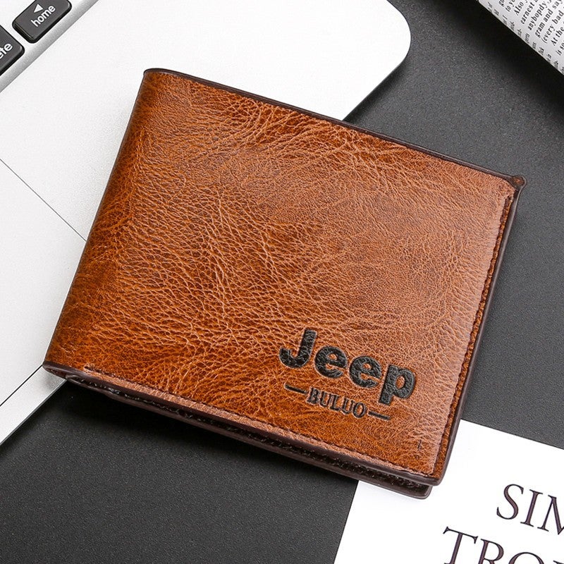 JEEP BULUO Mens Wallet Casual Fashion Multi-Card Holder Lt.Brown