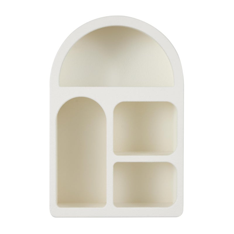 Deco 79 Wooden Geometric Arched 4 Shelf Wall Shelf with Varying Block Shapes, 16" x 8" x 24", Cream - Image 2
