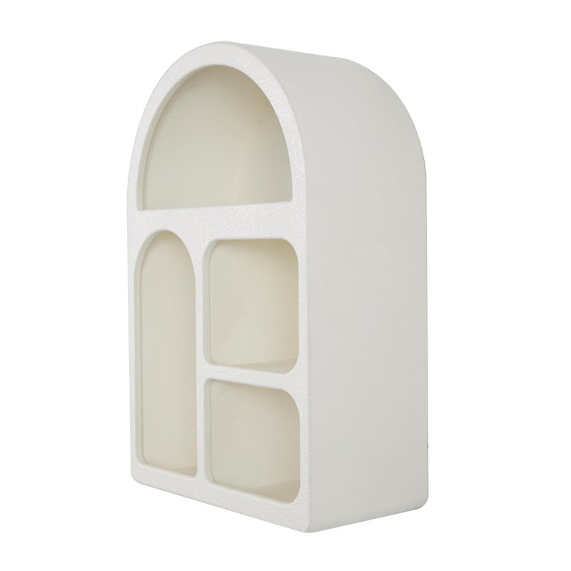 Deco 79 Wooden Geometric Arched 4 Shelf Wall Shelf with Varying Block Shapes, 16" x 8" x 24", Cream - Image 1