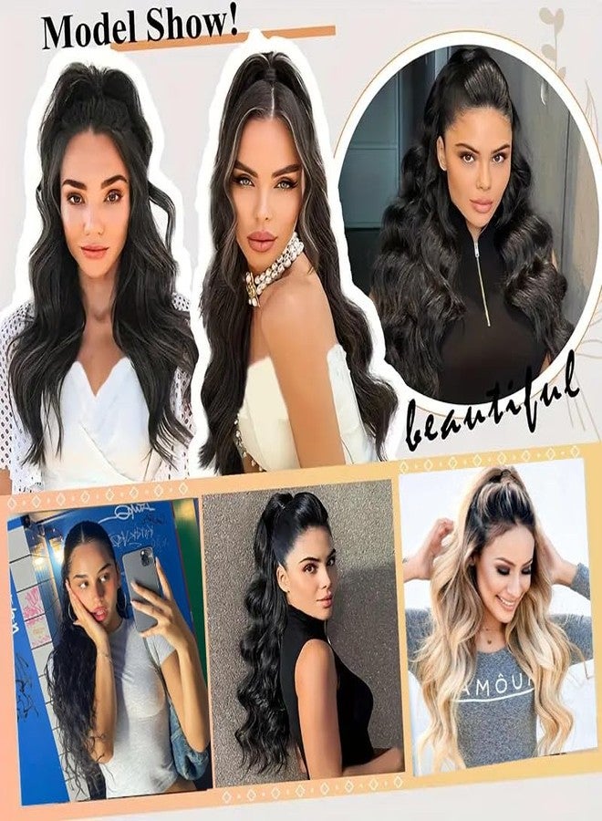 NOSTALGIA Curly Drawstring Ponytail Extension Dark Brown Long Curly Wavy Pony Tails 26 Inch Synthetic Ponytail Hairpiece for Women Daily Use - Image 3