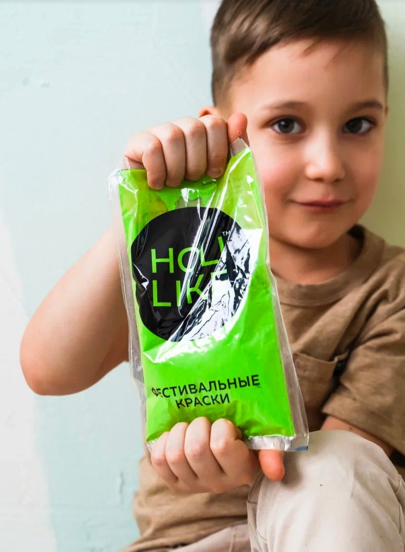 Holi Like Green Powder Set – 3 Packs, 100% Natural, Hypoallergenic, Safe for Kids (4+), Non-Staining, Pet-Friendly, Premium Quality Holi Colors for Celebrations  - Image 2