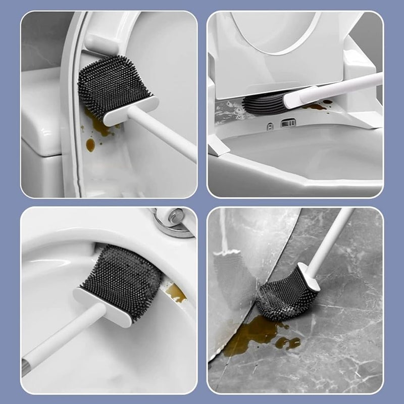 FYCAN Toilet Brush Holder Set, Cleaning Tools, Efficient Bathroom Cleaner, Save Space,Toilet Brush Household No Dead Angle Wall Hanging Squatting Pit Artifact Suit New Toilet Silicone Brush -Multi - Image 3
