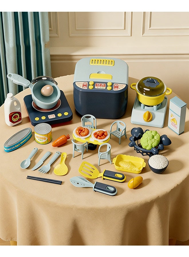 Kitchen Pretend Play Toy BBQ Grill Playset Toy 35Pcs Pretend Play Food Set Barbecue Kitchen Cooking Playset Interactive Grill Play Food BBQ Accessories Set Educational Kitchen Play House Toys Learning Toys for 3+ Toddler Kids Girls Boys - Image 4