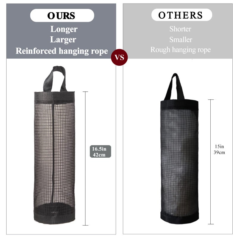 TOGETRUE Plastic Bag Holder, Grocery Bag Holder Mesh Hanging Storage Bag Dispenser (Black 2 Packs) - Image 2