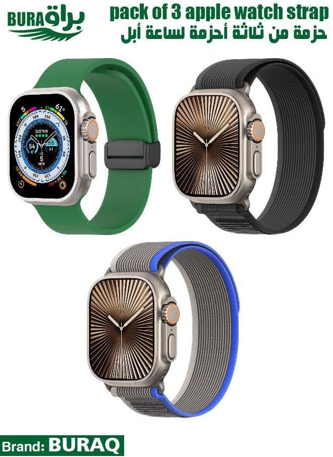 BURAQ - Apple Watch Band Strap For Apple Watch Ultra 2/Ultra 49mm, Series 10 46mm, 9/8/7 45mm, SE2/SE/6/5/4 44mm, 3/2/1 42mm - Image 1