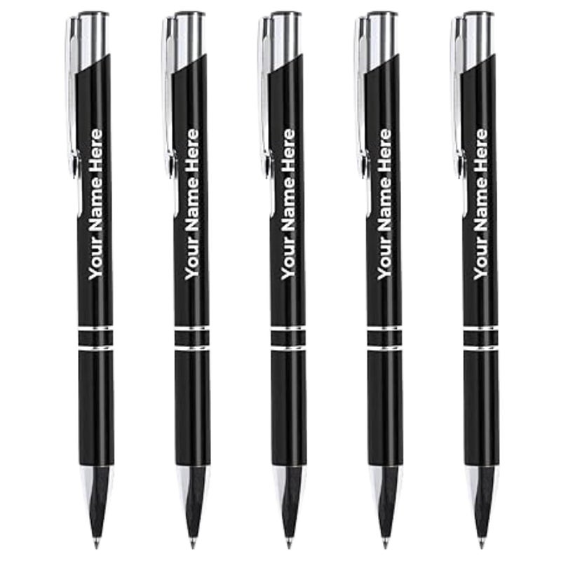Personalised Pens, Promotional Pen with YOUR COMPANY NAME Printed, Pack of 5, Refillable Ballpoint Pen for Corporate Gifting, Events, and Personal Use