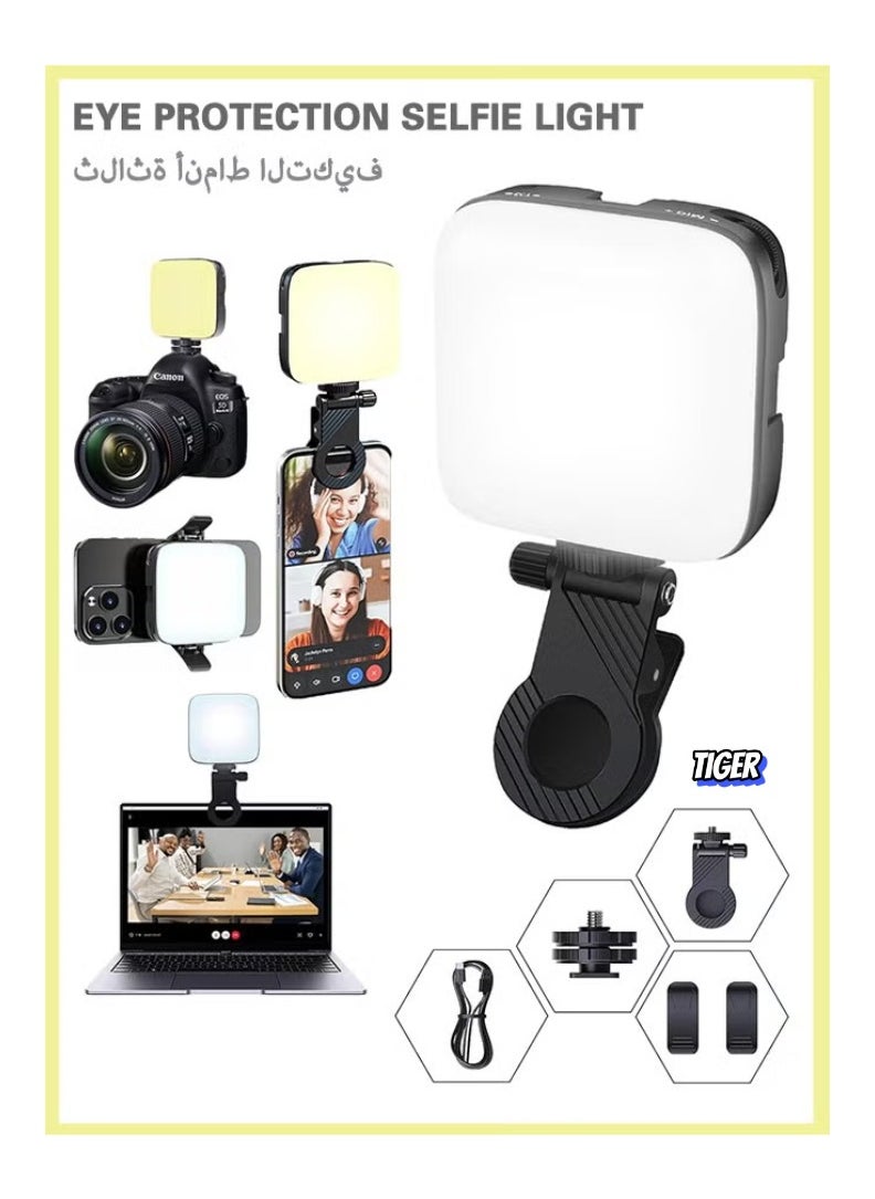 TIGER Selfie Light with Front & Back Clip – 3000-9900K Dimmable LED Portable Phone Light, 2000mAh Rechargeable Video Light for Phone Camera, Laptop, TikTok, Makeup & Photography – Adjustable Brightness for Perfect Lighting - Image 1