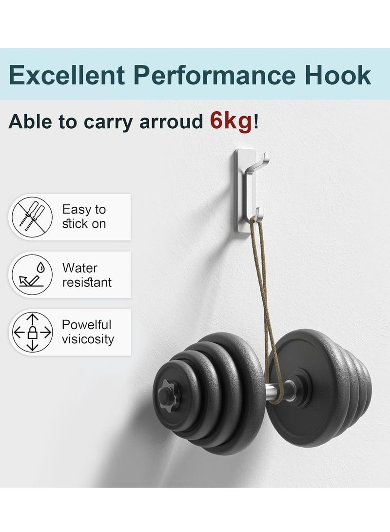 Bukela Adhesive Coat Hooks, Extra Sticky 10LB (Max), Waterproof Metal Hook for Hanging Towels, Wreath, Purse, Hat, Cloth, Wall Mounted Hanger for Shower Bathroom Kitchen Door Heavy Duty, Silver  - Image 2