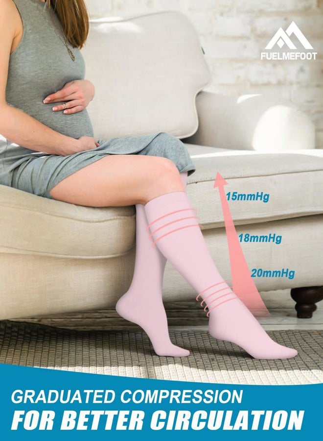 FuelMeFoot 6 Pairs Compression Socks for Women & Men 15-20mmHg Graduated Support Knee High Socks for Nurses, Travel, Athletic - Image 4