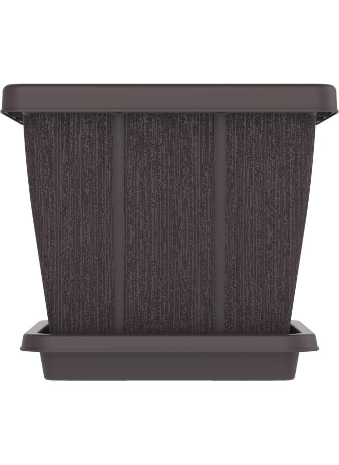 Cosmoplast - 30L Cedargrain Square Planter with Tray - Image 1