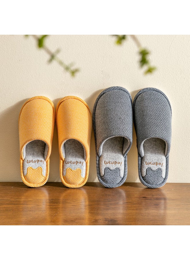 Tzldn Indoor Cotton Slippers For Men, Non-slip Spring And Autumn Cotton Home Slippers, Men's And Couples' Fleece Slippers, Gray, Size 42-43 - Image 1