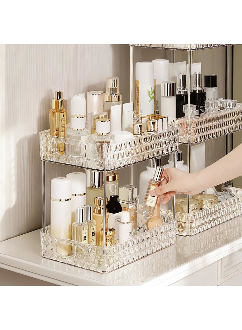 SYOSI Makeup Organizer for Vanity, Bathroom Countertop Skincare Storage Shelf, 2 Tier Acrylic Cosmetic Display Rack with Perfume Holder, Clear Makeup Counter Stand for Bedroom Dressing Table, Clear 2 Tier - Image 4