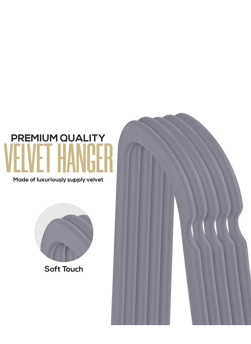 Cool Baby Premium Non-Slip Velvet Hangers [Set of 10] (42cm) – Heavy Duty Velvet Suit Hangers with Tie Bar, 360 degree rotatory hook (Grey)  - Image 3