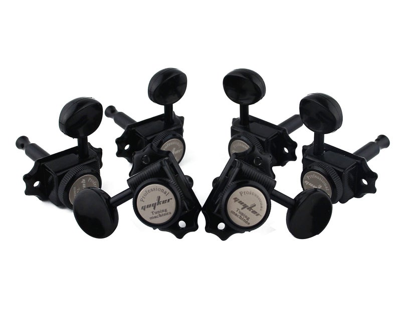 Guyker Guitar Locking Tuners (3L + 3R Handed) – Vintage Deluxe Lock String Tuning Key Pegs Machine Heads Replacement Parts for ST TL Style Electric, Folk or Acoustic Guitars – Black - Image 1