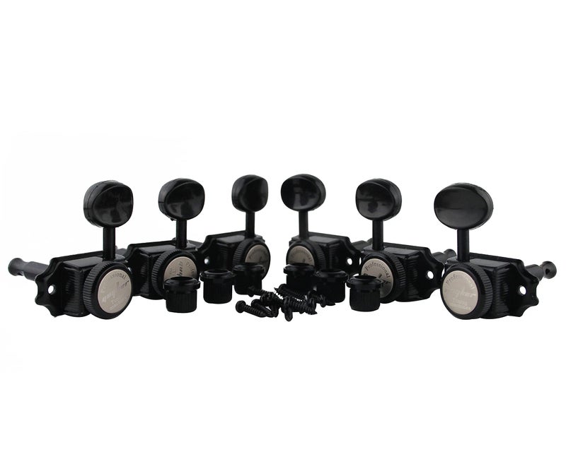 Guyker Guitar Locking Tuners (3L + 3R Handed) – Vintage Deluxe Lock String Tuning Key Pegs Machine Heads Replacement Parts for ST TL Style Electric, Folk or Acoustic Guitars – Black - Image 2