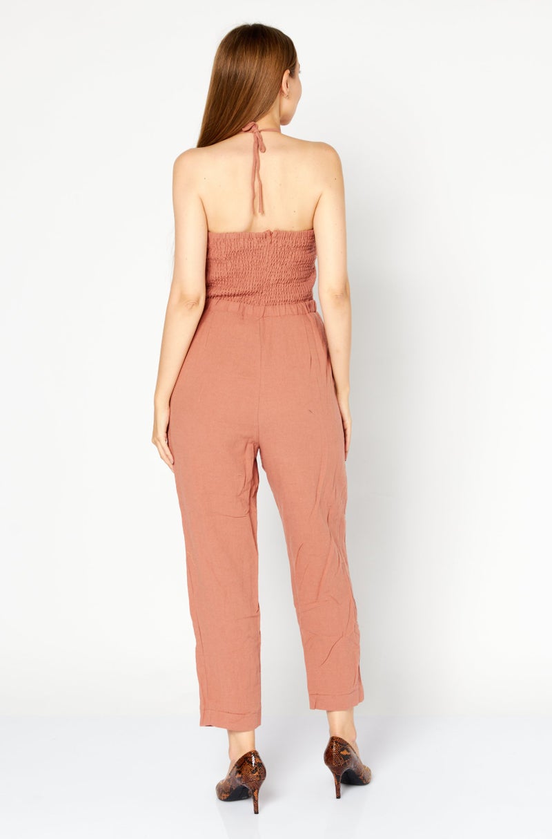 Lost + Wander Women Textured Sleeveless Jumpsuit, Peach - Image 2