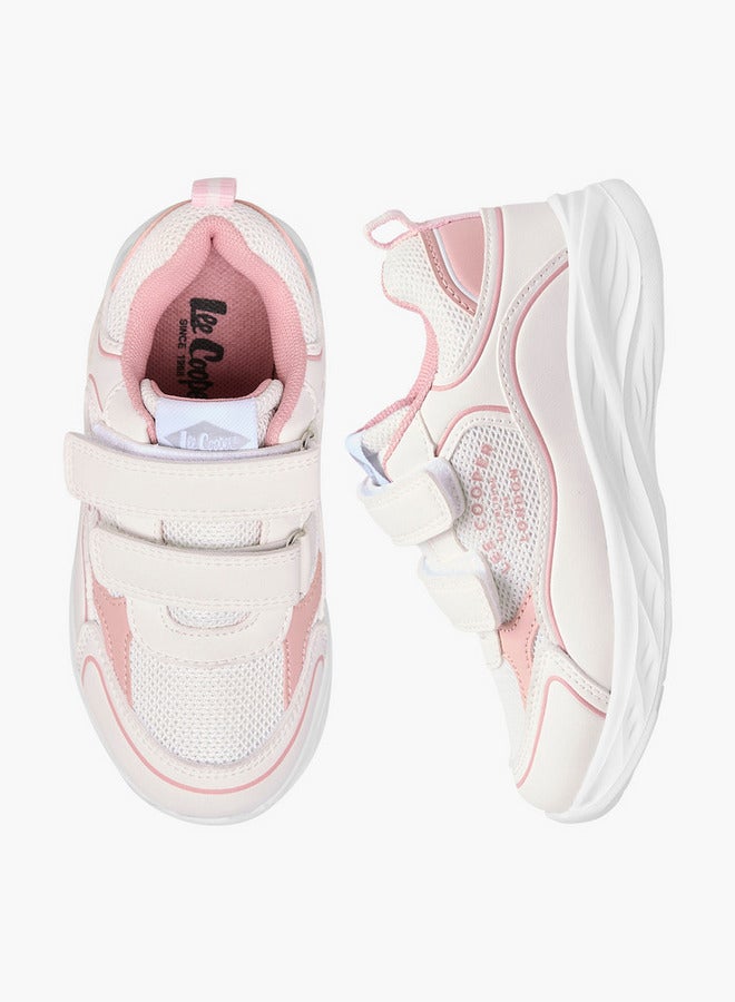 Lee Cooper Girls' Panelled Sneakers with Hook and Loop Closure - Image 1
