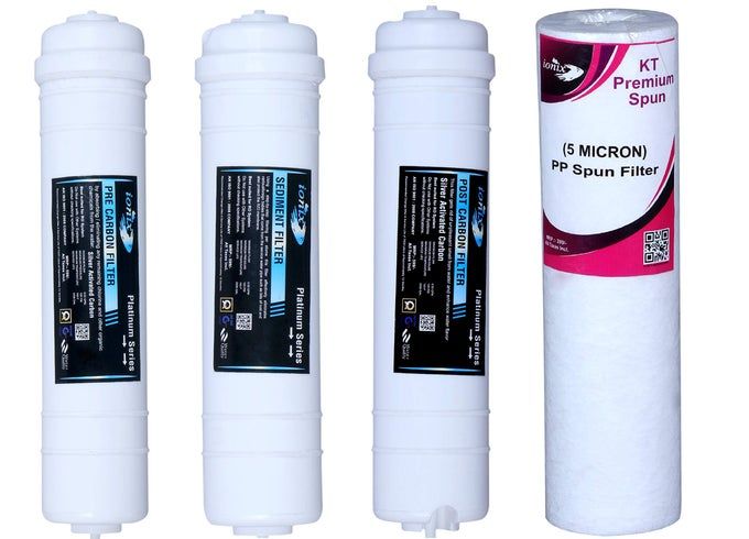 IONIX Inline Filter Set, Activated Carbon Filter for RO Water Purifier & Sediment Filter, Push Fit Type, Universal (Platinum Inline Set with Premium Spun) - Image 1
