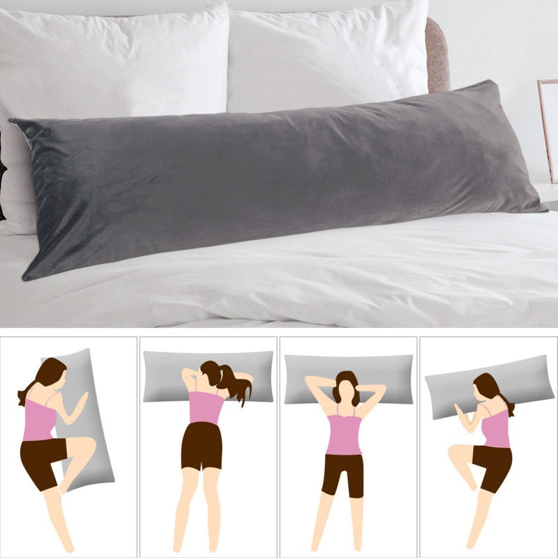 StangH Grey Body Pillow Cover, Body Pillowcase for Adults Pregnant Women, Luxury Soft Velvet Pillowcase Cover with Hidden Zipper Closure for Sofa/Couch/Bed Decorative, 20x54 inches, 1 Pc - Image 3