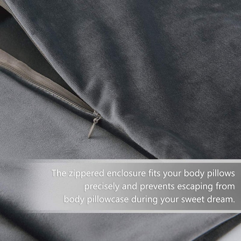 StangH Grey Body Pillow Cover, Body Pillowcase for Adults Pregnant Women, Luxury Soft Velvet Pillowcase Cover with Hidden Zipper Closure for Sofa/Couch/Bed Decorative, 20x54 inches, 1 Pc - Image 2