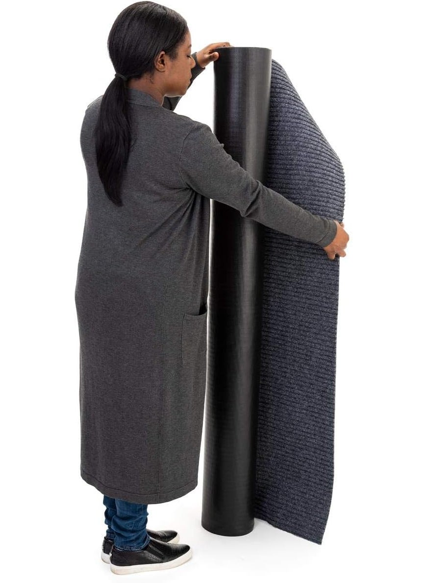 Displays2go Displays2go Rollable Runner 5 x 10 Polyester Carpet wNonSlip PVC Backer  Gray CAR8BK  - Image 5