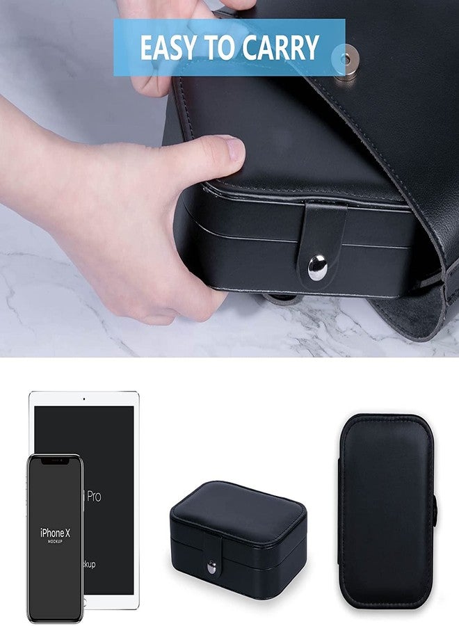 Ritmo صندوق مجوهرات صغير من ريتومو، منظم صندوق مجوهرات صغير، صندوق مجوهرات محمول للسفر، مبطن بجلد صناعي مخملي، يستخدم لتخزين وعرض القلائد والأساور والأقراط (أسود) - Image 5