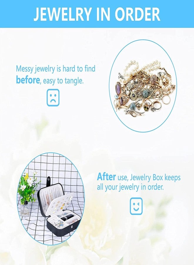 Ritmo صندوق مجوهرات صغير من ريتومو، منظم صندوق مجوهرات صغير، صندوق مجوهرات محمول للسفر، مبطن بجلد صناعي مخملي، يستخدم لتخزين وعرض القلائد والأساور والأقراط (أسود) - Image 4