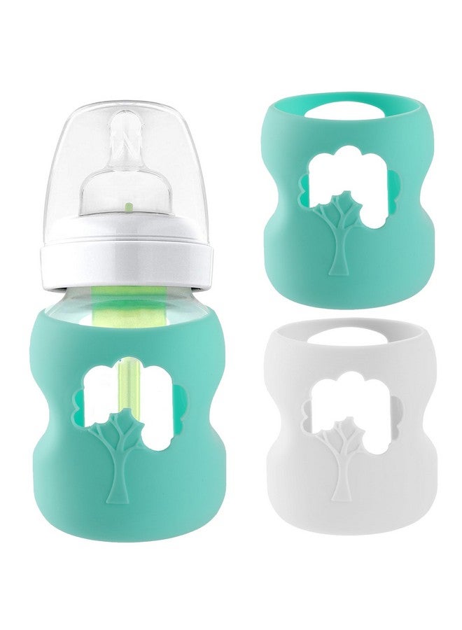 LuQiBabe (2-Pack, 5 oz) Silicone Baby Bottle Sleeves Compatible with Dr. Brown's Natural Glass Bottles Dishwasher-Safe Anti-Colic Baby Bottle Covers for Dr. Brown Wide-Neck Glass Bottles - Image 1