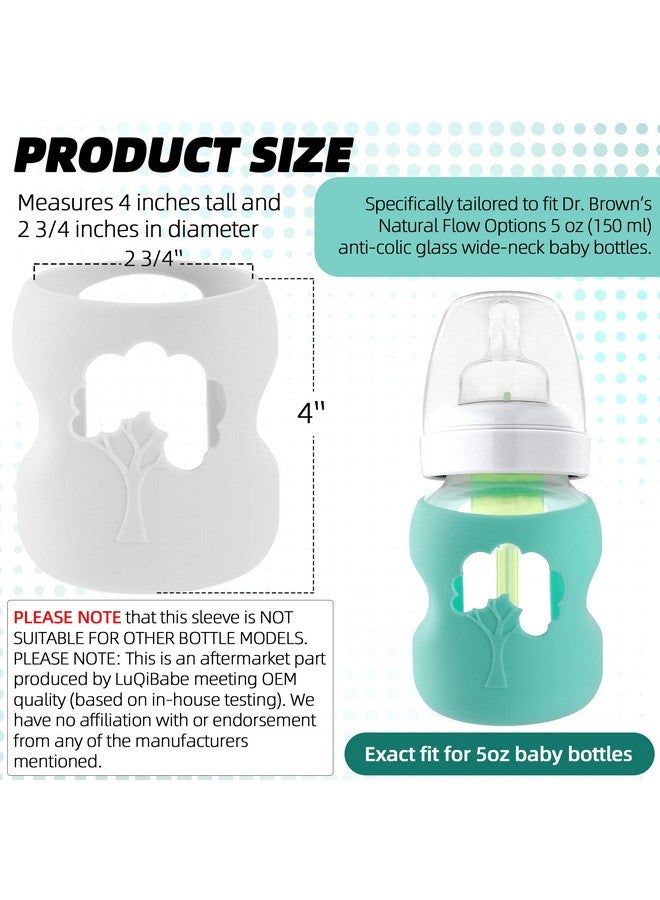 LuQiBabe (2-Pack, 5 oz) Silicone Baby Bottle Sleeves Compatible with Dr. Brown's Natural Glass Bottles Dishwasher-Safe Anti-Colic Baby Bottle Covers for Dr. Brown Wide-Neck Glass Bottles - Image 2