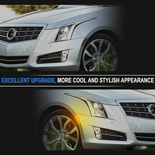 SHINEFIT LED Front Side Marker Signal Lights Replacement for ATS 2013-2014/ XT5 2017-2024, Smoke Lens - Image 4