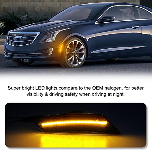 SHINEFIT LED Front Side Marker Signal Lights Replacement for ATS 2013-2014/ XT5 2017-2024, Smoke Lens - Image 2