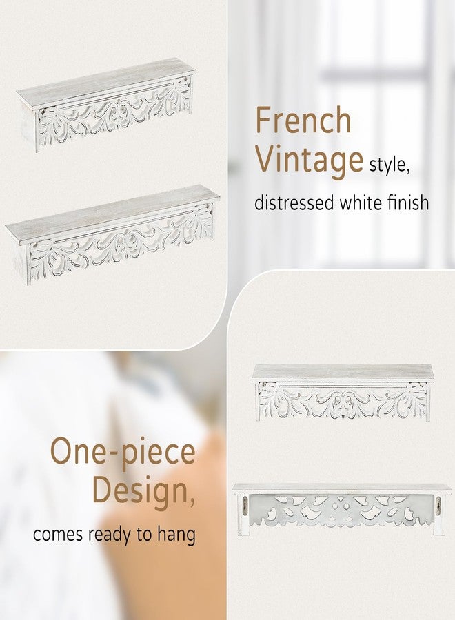 Walasis White Floating Shelves for Wall 24inch & 19inch Long - French Country Wall Decor Wood Distressed Mounted Shelf Vintage Hanging Shelving for Bathroom Bedroom 2 pcs - Image 5