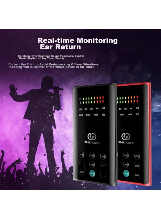 Seeknature Senran Baiba Second Generation Sound Card Red Set, Mobile Phone Computer Douyin Kuaishou Universal Streamer Singing, Quanmin K Song Recording Equipment Complete Set, Condenser Microphone - Image 5