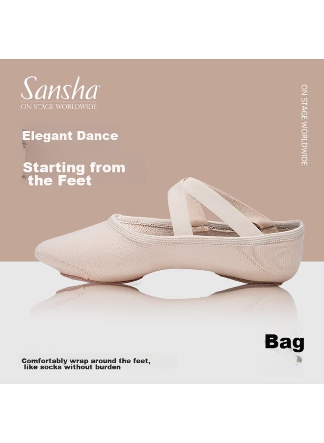Sansha Ballet Practice Shoes For Women, Fully Elastic Dance Shoes, Soft-soled Shoes, Dancing Cat Paw S79k, Pink, Size 37 - Image 1