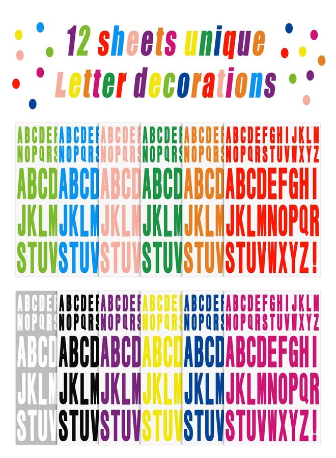 Metsyth Letter Stickers 636 Pcs Alphabet Sticker,1 inch 2 inch Self Adhesive Vinyl Letter Stickers Aesthetic Waterproof Decals for Scrapbooking Water Bottles Cup Mailbox Poster Bulletin Board (12, Multicolor) - Image 3