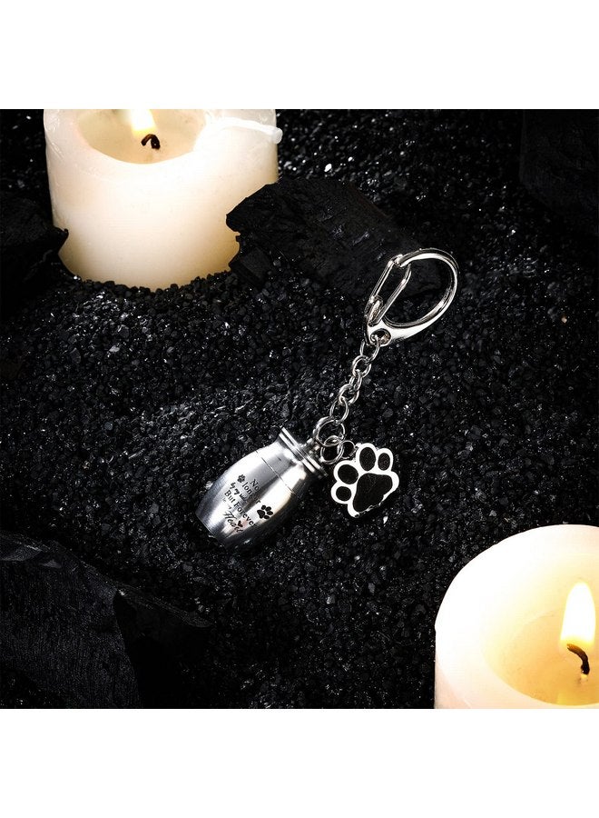 Tudomro Tudomro Cylinder Cremation Dog Ashes Keepsake Urn Keychain Memorial Ashes Stainless Steel Pet Puppy Dog Paw Charm with Storage Bag(Silver) - Image 5