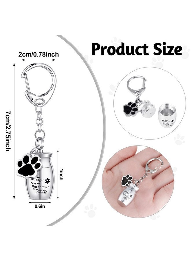 Tudomro Tudomro Cylinder Cremation Dog Ashes Keepsake Urn Keychain Memorial Ashes Stainless Steel Pet Puppy Dog Paw Charm with Storage Bag(Silver) - Image 2