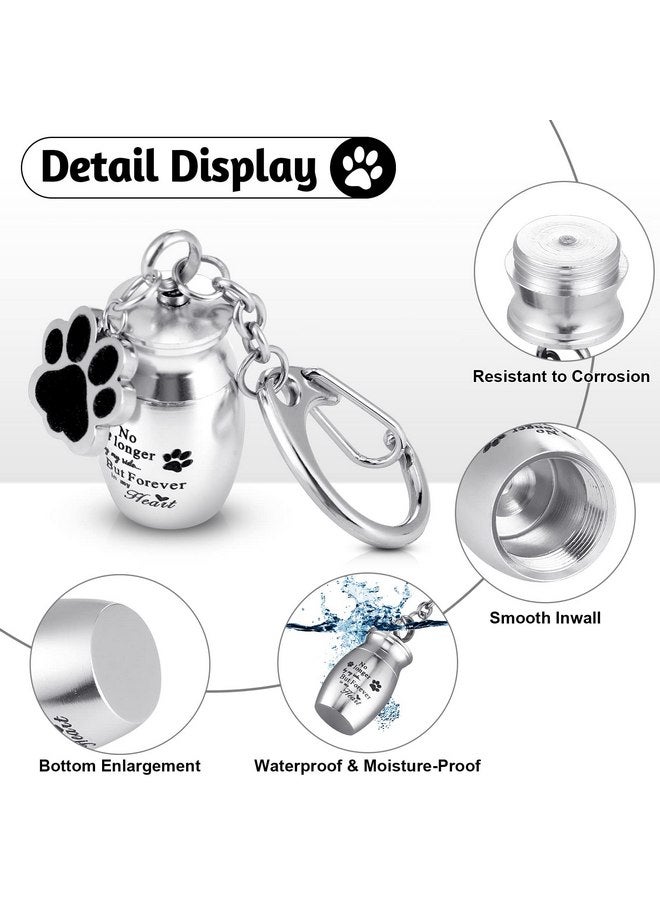 Tudomro Tudomro Cylinder Cremation Dog Ashes Keepsake Urn Keychain Memorial Ashes Stainless Steel Pet Puppy Dog Paw Charm with Storage Bag(Silver) - Image 3