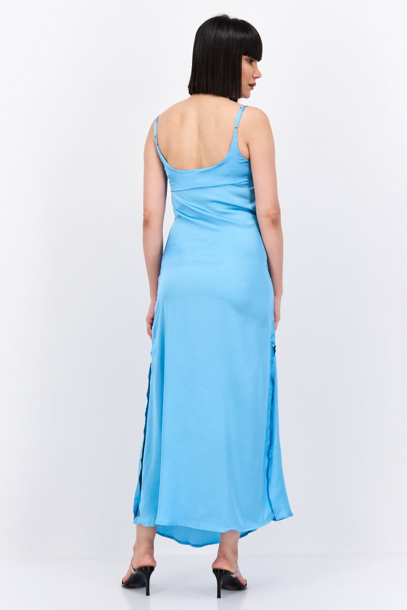 AX PARIS Women Solid Casual Maxi Dress, Blue - Image 2