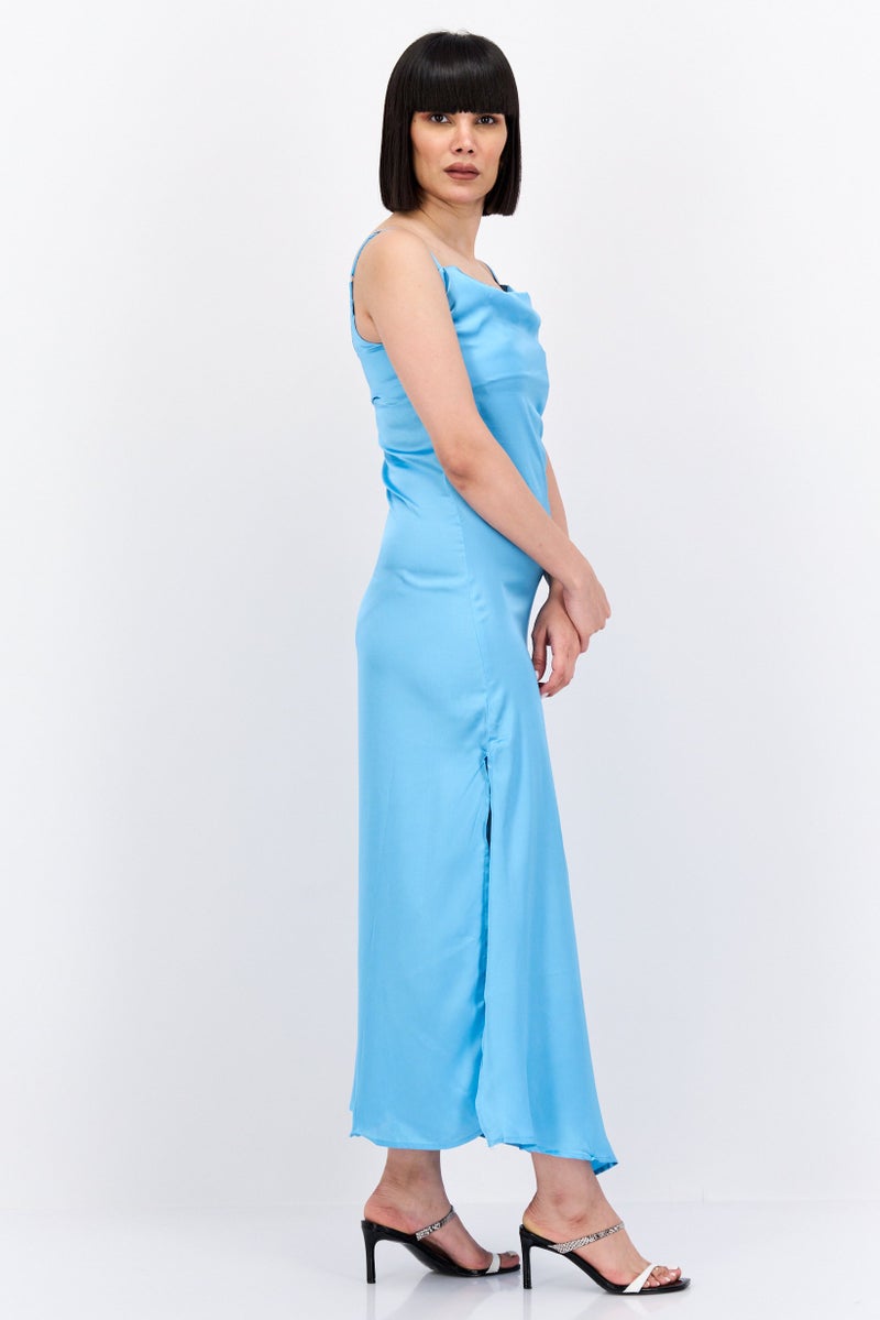AX PARIS Women Solid Casual Maxi Dress, Blue - Image 4